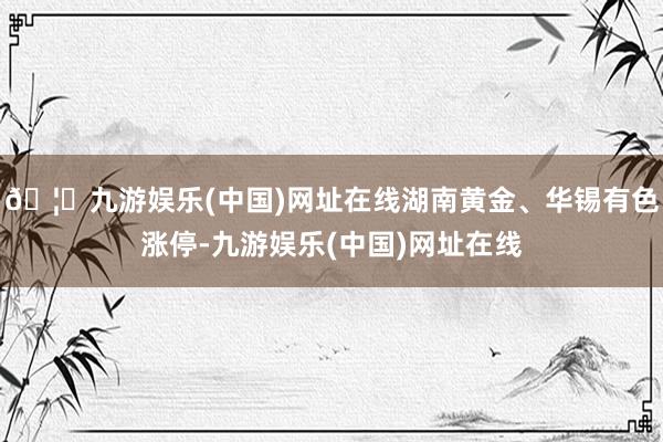 🦄九游娱乐(中国)网址在线湖南黄金、华锡有色涨停-九游娱乐(中国)网址在线