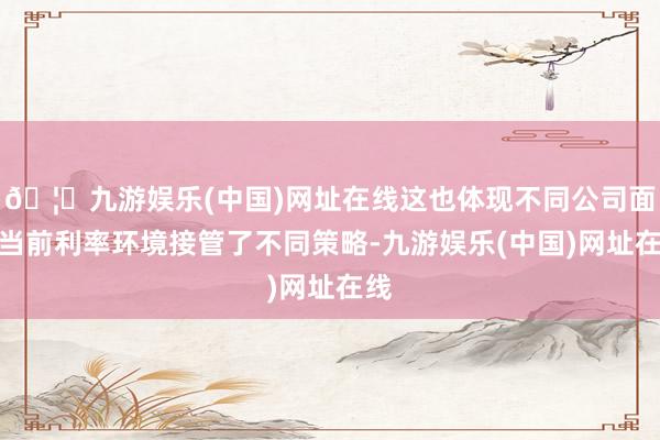 🦄九游娱乐(中国)网址在线这也体现不同公司面对当前利率环境接管了不同策略-九游娱乐(中国)网址在线