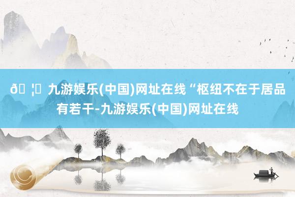🦄九游娱乐(中国)网址在线　　“枢纽不在于居品有若干-九游娱乐(中国)网址在线
