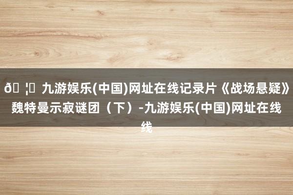 🦄九游娱乐(中国)网址在线记录片《战场悬疑》魏特曼示寂谜团（下）-九游娱乐(中国)网址在线