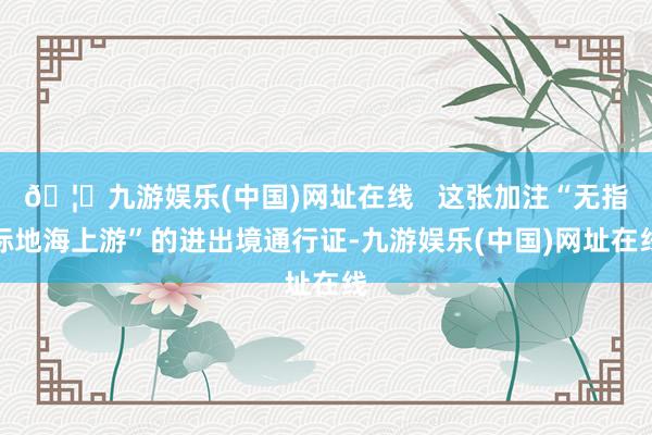 🦄九游娱乐(中国)网址在线 这张加注“无指标地海上游”的进出境通行证-九游娱乐(中国)网址在线