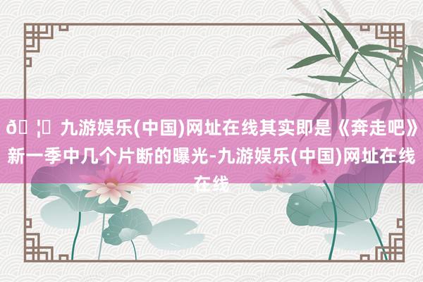 🦄九游娱乐(中国)网址在线其实即是《奔走吧》新一季中几个片断