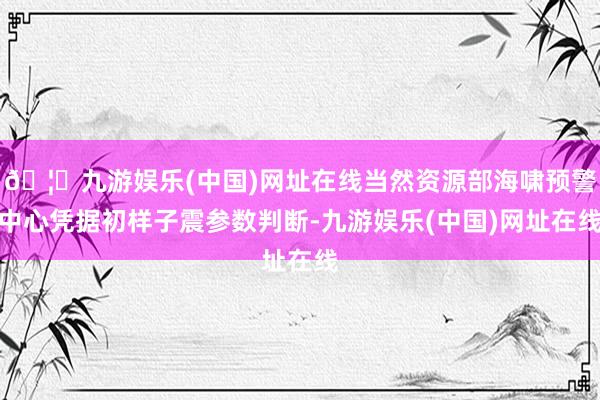 🦄九游娱乐(中国)网址在线当然资源部海啸预警中心凭据初样子震