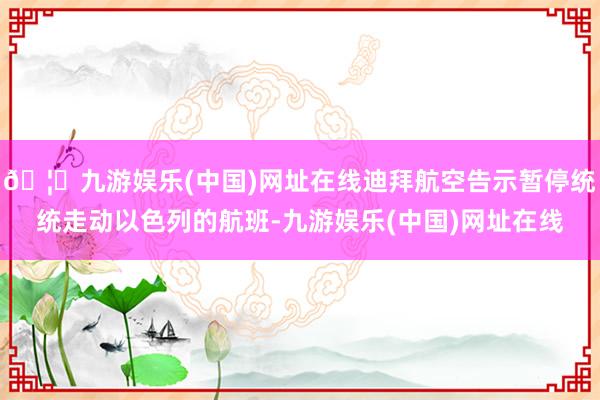 🦄九游娱乐(中国)网址在线迪拜航空告示暂停统统走动以色列的航